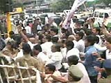 Activists stroming the Shivaji Mandir theatre